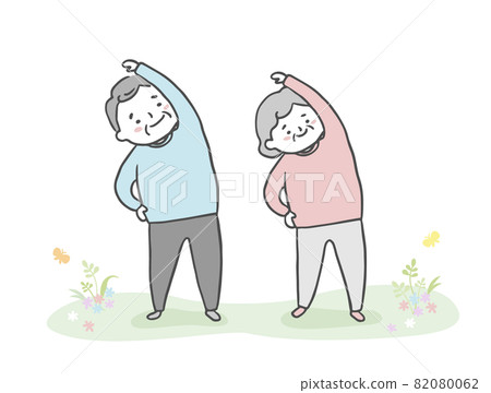 Elderly men and women doing gymnastics 82080062