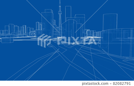 Vector 3d urban landscape. Buildings and roads Vector 3d urban landscape. Buildings and roads 82082791