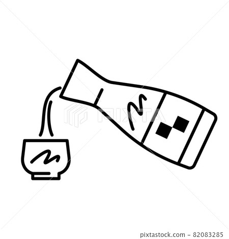 將清酒倒入帶有清酒瓶的清酒瓶中的插圖 將清酒倒入帶有清酒瓶的清酒瓶中的插圖 82083285