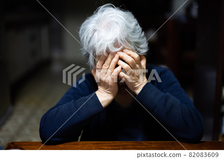 Senior woman in her 70s with white hair 82083609
