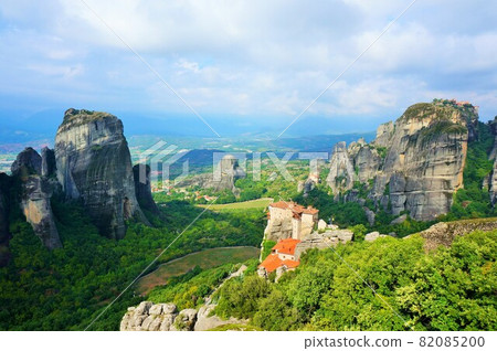 Superb view of the Meteora Monasteries, a World Complex Heritage Site Superb view of the Meteora Monasteries, a World Complex Heritage Site 82085200