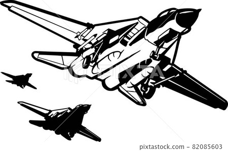 Military Fighter aircraft detailed silhouette. isolated on a white background 82085603