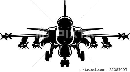 Military Fighter aircraft detailed silhouette. isolated on a white background 82085605