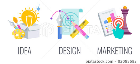Idea, design and marketing icons. Design infographics pictogram. Idea, design and marketing icons. Design infographics pictogram. 82085682