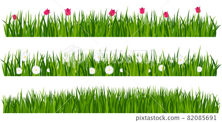 Vector green Grass borders set on white background. Vector green Grass borders set on white background. 82085691