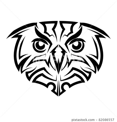Black and white line art of owl head. Good use for symbol, mascot, icon, avatar, tattoo,T-Shirt design, logo or any design. Black and white line art of owl head. Good use for symbol, mascot, icon, avatar, tattoo,T-Shirt design, logo or any design. 82086557
