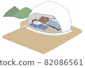 Glamping in a dome-shaped tent_handwritten illustration 82086561