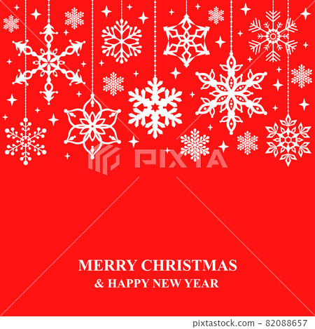 Christmas card with hanging decorative snowflakes - Stock Illustration ...
