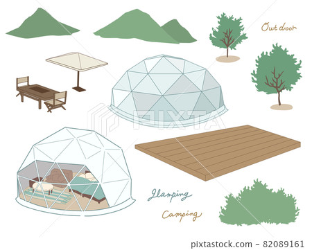 Glamping camp with dome-shaped tent_part material Glamping camp with dome-shaped tent_part material 82089161