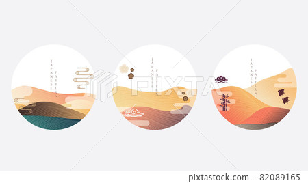 Abstract art background with Japanese wave pattern vector. Flow and dynamic banner design with gradient element in vintage style. Abstract art background with Japanese wave pattern vector. Flow and dynamic banner design with gradient element in vintage style. 82089165
