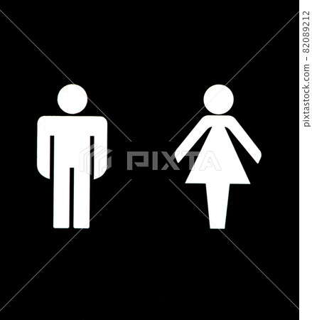 Ladies and Gents Sign on an Outdoor Public Toilet 82089212