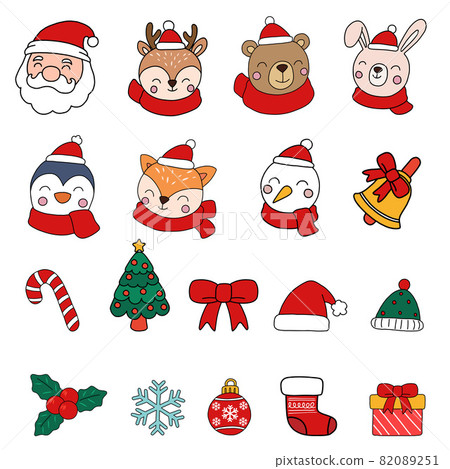 Santa & Animals Clipart, merry christmas Santa & Animals Clipart, merry christmas 82089251