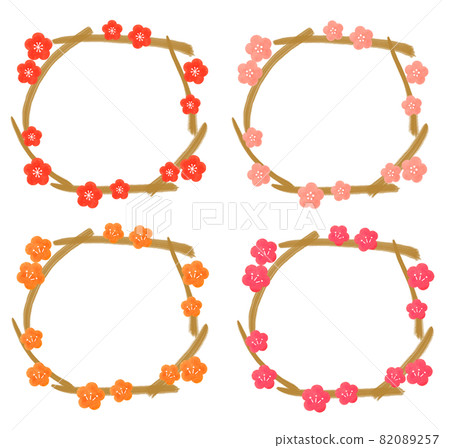 插圖素材:花/梅花框套裝 插圖素材:花/梅花框套裝 82089257