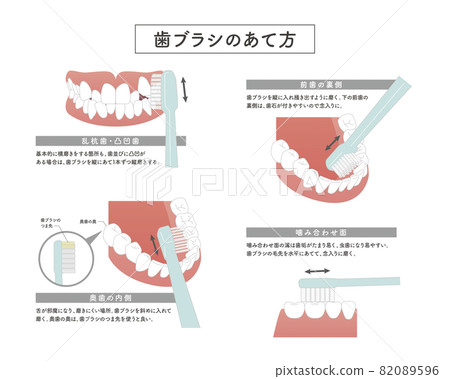Illustration of how to apply a toothbrush 82089596