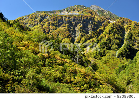Superb view autumn leaves Road to Karasawa, Northern Alps of Kinshu 82089803