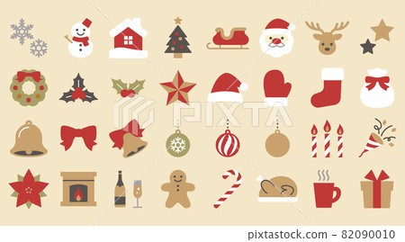Fashionable Christmas icon set 82090010