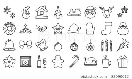 Thin line Christmas icon set 82090012