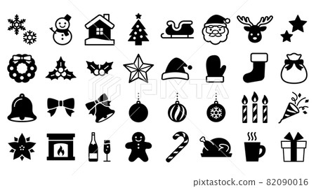 Christmas silhouette icon set Christmas silhouette icon set 82090016