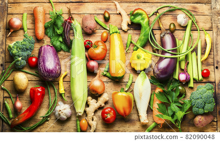Set of raw vegetables,food background Set of raw vegetables,food background 82090048