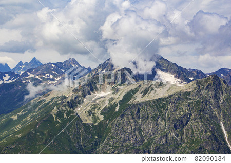 The Caucasus Mountains. Mountain peaks in summer. The Caucasus Mountains. Mountain peaks in summer. 82090184