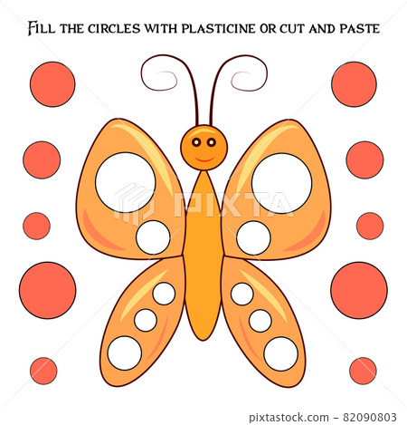 Educational paper game for preschoolers development. Cut out parts of the image and glue on paper or fill in the white spots with plasticine Educational paper game for preschoolers development. Cut out parts of the image and glue on paper or fill in the white spots with plasticine 82090803