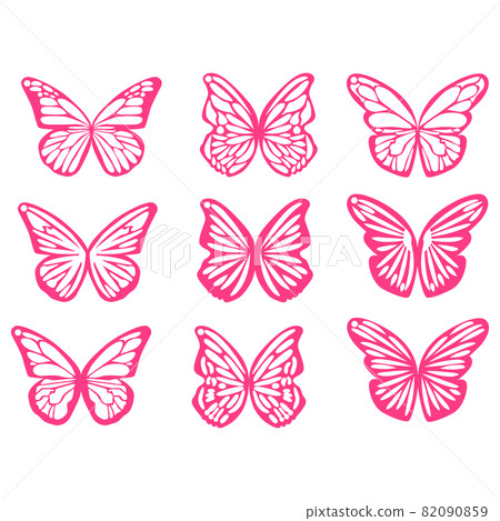 Butterflies spring silhouettes. Earrings cut files templates on white background Butterflies spring silhouettes. Earrings cut files templates on white background 82090859