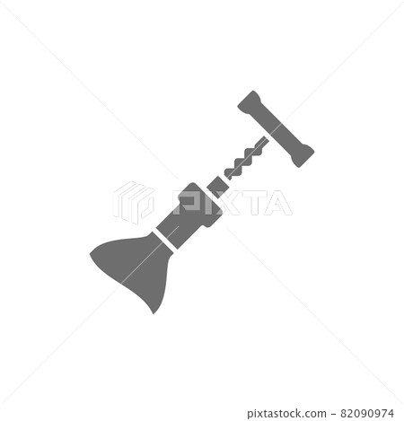 Vector bottle open with corkscrew grey icon. Vector bottle open with corkscrew grey icon. 82090974