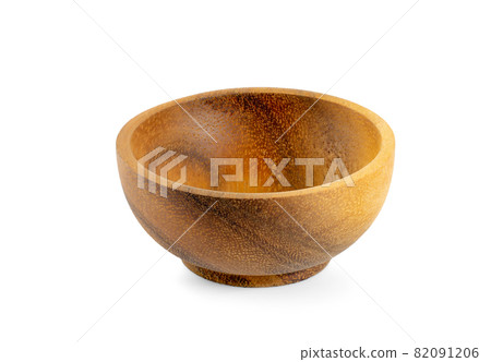 wooden bowl on white background 82091206