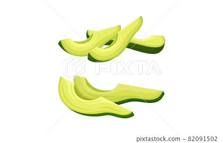 Sliced Avocado or Alligator Pear as Large Edible Berry with Seed Vector Set 82091502