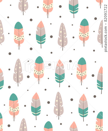 seamless pattern with boho tribal colorful feathers seamless pattern with boho tribal colorful feathers 82091722