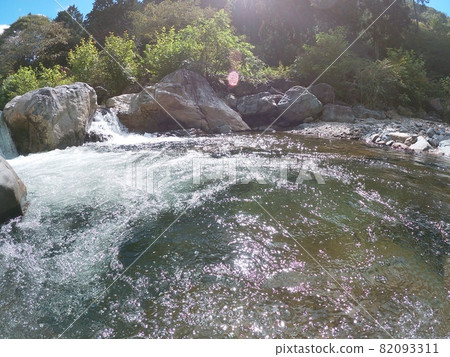 Upstream of a clear river on a sunny day Upstream of a clear river on a sunny day 82093311