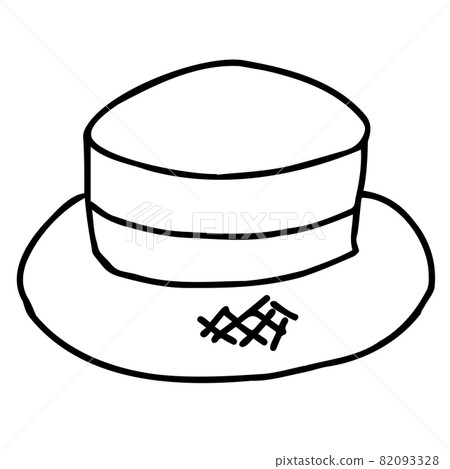 Straw hat line drawing illustration - Stock Illustration [82093328] - PIXTA