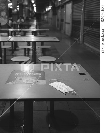 Singapore Whampoa Market empty during Covid-19 mask on table Singapore Whampoa Market empty during Covid-19 mask on table 82093685