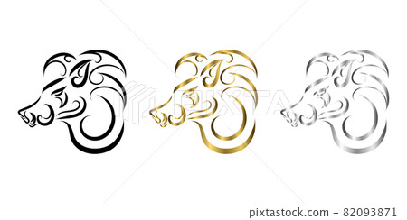 three color black gold and silver line art of boar head. Good use for symbol, mascot, icon, avatar, tattoo, T Shirt design, logo or any design. three color black gold and silver line art of boar head. Good use for symbol, mascot, icon, avatar, tattoo, T Shirt design, logo or any design. 82093871