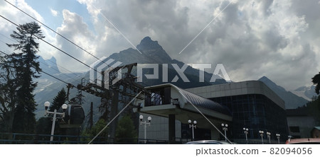 Cabins of the ski lift in Dombay 82094056