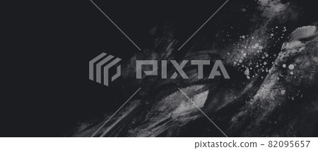 Abstract banner with silver brush strokes of the image of the sea and waves Black background Japanese style brush Copy space Dynamic Abstract banner with silver brush strokes of the image of the sea and waves Black background Japanese style brush Copy space Dynamic 82095657