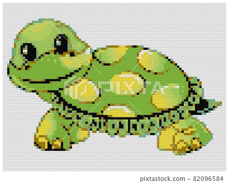 Cartoon Smiling Green Turtle 82096584