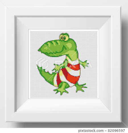 Cartoon animal crocodile on white background. Illustration for the children. 82096597