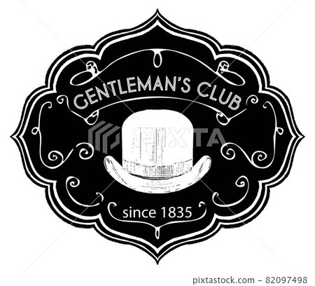 Gentlemen club, vintage retro label with chalk 82097498