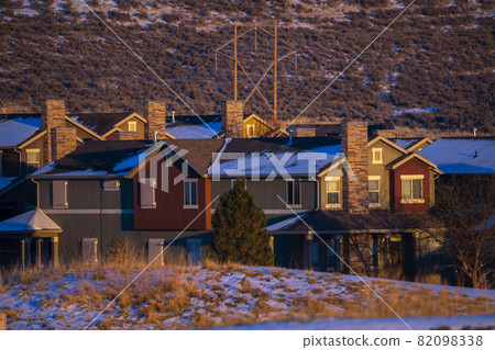 Housing estate at sunset in winter day light 82098338