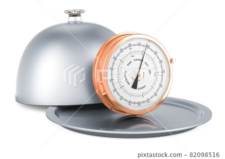 Restaurant cloche with barometer, 3D rendering Restaurant cloche with barometer, 3D rendering 82098516