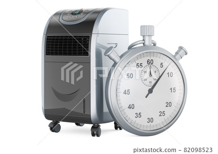 Stopwatch with portable air conditioner, 3D rendering 82098523