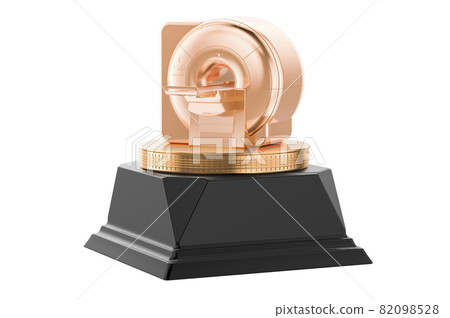MRI Magnetic Resonance Imaging Scanner, CT golden award concept. 3D rendering MRI Magnetic Resonance Imaging Scanner, CT golden award concept. 3D rendering 82098528
