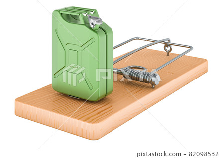Jerrycan inside mousetrap, 3D rendering Jerrycan inside mousetrap, 3D rendering 82098532