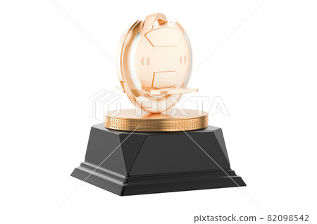 Electric unicycle golden award concept. 3D rendering 82098542
