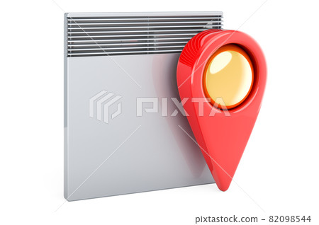 Convection heater with map pointer. 3D rendering Convection heater with map pointer. 3D rendering 82098544
