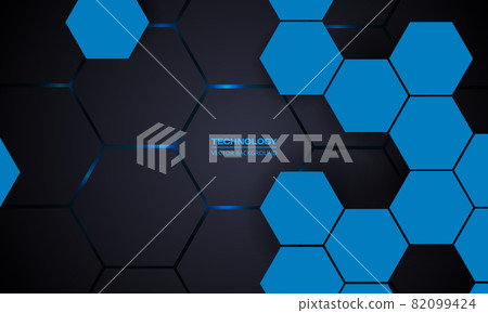 Dark gray and blue hexagon abstract technology... - Stock Illustration ...