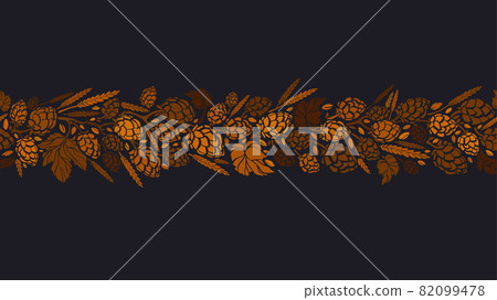 Seamless pattern. Branch of hop, seed, gold barley Seamless pattern. Branch of hop, seed, gold barley 82099478