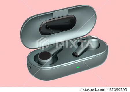 3D rendering of wireless earphones for workouts or listening streaming services 3D rendering of wireless earphones for workouts or listening streaming services 82099795