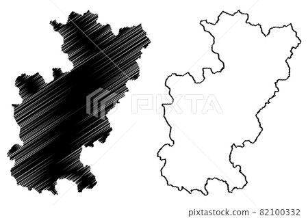 District of Gjilan (Republic of Kosovo and Metohija, Districts of Kosovo, Republic of Serbia) map vector illustration, scribble sketch Gnjilane map.. 82100332